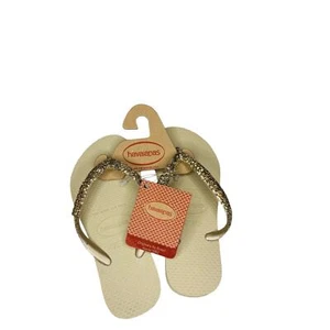 11/12C Havaianas Girls Sand Gray Metallic Sparkle Flip Flops New - Picture 1 of 6