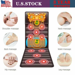 12 Vibration Motors Pad Full Body Electric Massage Mat Heating Pad Neck Cushion - Picture 1 of 11