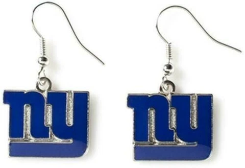 NY GIANTS SILVER TONE NFL TEAM LOGO DANGLE EARRINGS BY AMINCO FREE SHIPPING Cover