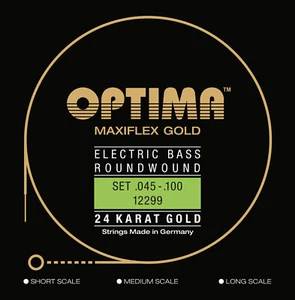 Bajo Optima MAXIFLEX ORO 24K 4 cuerdas cuerda luz regular .045-.100 larga escala - Imagen 1 de 3