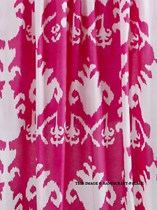 5 Yard Indian Hand Block Ikat Print Pure Cotton Dress Running Fabric Pink White