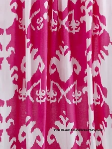 5 Yard Indian Hand Block Ikat Print Pure Cotton Dress Running Fabric Pink White - Picture 1 of 7