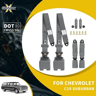 2X Correia de Cinto de Segurança Ajustável de Segurança 3 Pontos para Chevrolet C10 Suburban Cinza Carro - Imagem 1 de 4