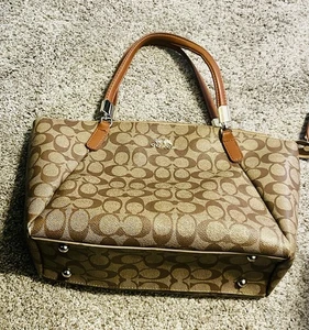 Coach Ava Tote Bag Signature Khaki Saddle - Picture 1 of 9