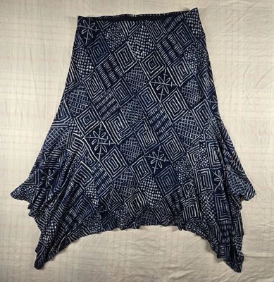 Falda midi de lino azul geométrico azteca Lauren Ralph Lauren para mujer XL NUEVA CON ETIQUETAS Foto 1 de 4