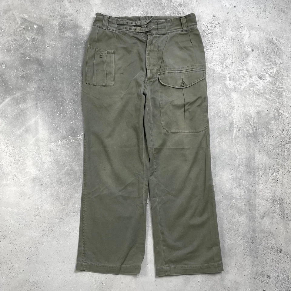 Vintage 80s British Army Jungle Green Battledress Pants Olive Green Size W33 L30 - Image 1 of 4