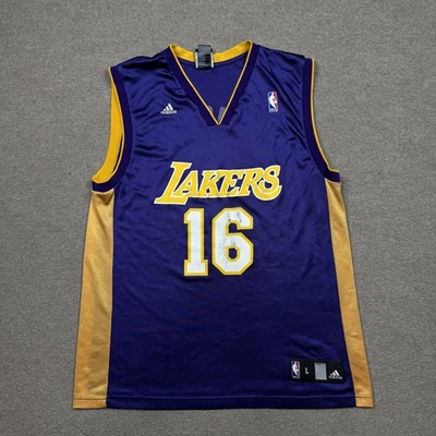 Camiseta LA Lakers Adulto Tamanho L Roxa NBA Basquete Pau Gasol 16 Adidas Unissex - Imagem 1 de 4
