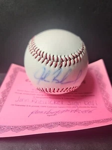 SIGNED John Rheinecker Texas RANGERS Died 2017 Baseball Ball Draft Athletics Coa - Picture 1 of 5
