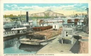 Sacramento California Shipping Scene River McDougal 1920s Postcard 21-13244 - Picture 1 of 2