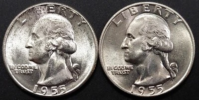 1955 and 1955 D Washington Quarters! - Image 1 of 4
