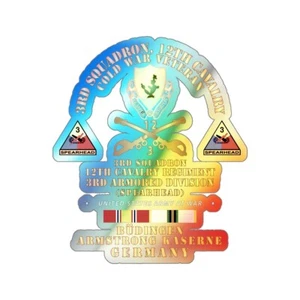 Holographic Die-cut Stickers - 3rd Sqdn 12 Cav - 3rd AD - Budingen Germany Cold - Picture 1 of 2