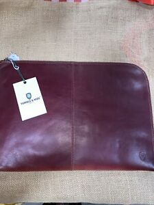 Tumble and hide leather document wallet laptop case Italian leather plum *read 