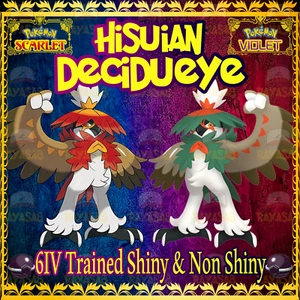 Pokemon Scarlatto e Viola Hisuian Decidueye 6IV addestrato 🙂 lucido 🙂 & non lucido - Foto 1 di 7