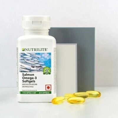 3xAmway Nutrilite Salmon Omega-3 per un cuore sano (180 softgels) + spedizion...