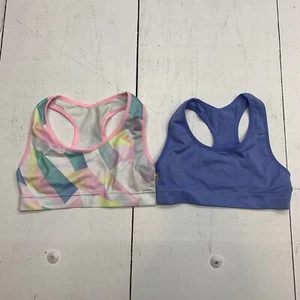 More than Magic Girls Blue And White 2 pair Sports Bra Size Small - Picture 1 of 5