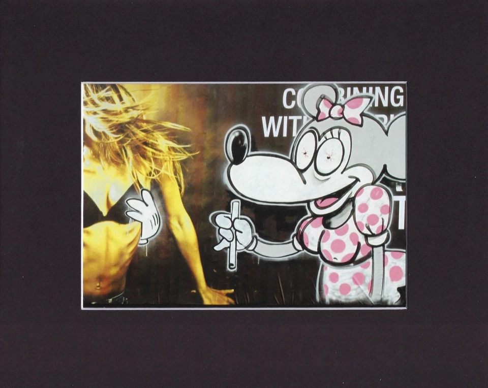 8X10 Black Matted Print BANKSY * Graffiti Street Art Picture: Minnie Mouse & Sex - Image 1 of 1