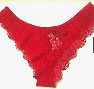 Victorias Secret Lápiz Labial Rojo Bragas Bragas Brasileñas Talla XL Muy Sexy Encaje Floral - Imagen 1 de 9