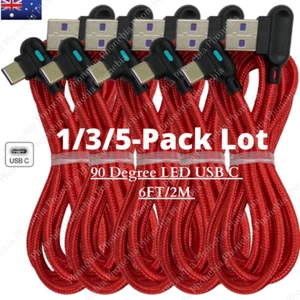 1/3/5X Lot 90 Degree Right Angle USB C Fast Charger Cable 2M Type C For Samsung - Picture 1 of 15