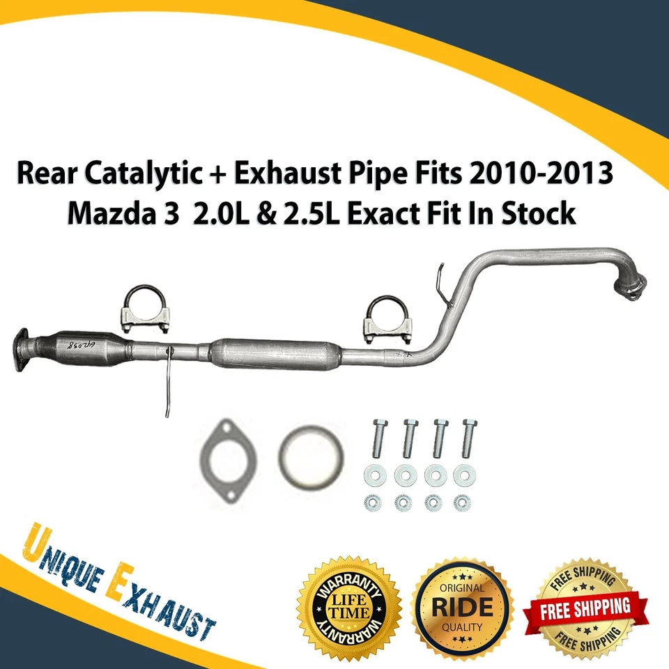 Rear Catalytic + Exhaust Pipe Fits 2010-2013 Mazda 3 | 3 Sport  2.0L & 2.5L NEW - Image 1 of 4