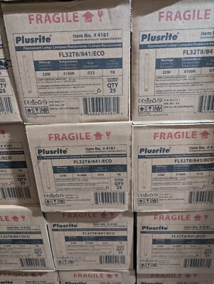 Plusrite 25 Pack F32T8/841 32W 48INCH T8 Fluorescent Lamp 4100K 3000LM G13 BASE - Image 1 of 4