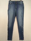 Kancan Skinny Distressed High Rise Blue Denim Jeans Women's Size 28 Made In USA