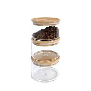 3 Tier Glass Stackable Kitchen Food Storage Containers Set Tea Coffee Sugar Jars - Picture 1 of 4