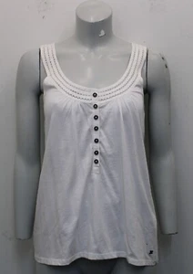 Ex S.Oliver Ladies White Lattice Trim Bead Embellished Top - Size 6 (S) - Picture 1 of 4