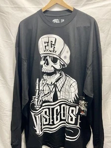 Neu mit Etikett Vintage Fabricali Zisto West Coast Totenkopf Knochen schwarz LS Herren T-Shirt 3XL US - Bild 1 von 19