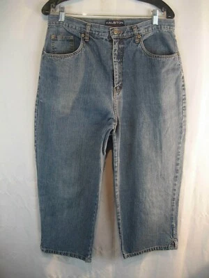 Womens Halston Cotton Blue Denim Straight Leg Jeans sz 14 x 21" inseam - Image 1 of 4