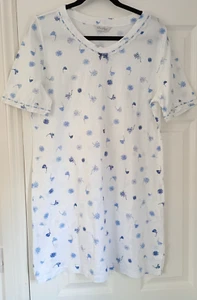 David Nieper Blue & White Cotton Jersey Nightdress Size M - Picture 1 of 7