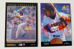 1993 PINNACLE TEAM PINNACLE #8/10 and TP 7/9 JUAN GONZALEZ / BARRY BONDS - Picture 1 of 2