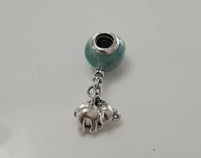 Pandora 925 ALE Elephant Blue Enamel Heart Dangle Charm Bead - Image 1 of 4