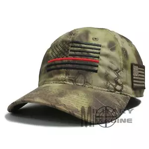 Thin Red Line Flag KRYPTEK HIGHLANDER USA Cap Fire Fighter Support Fireman - Picture 1 of 5