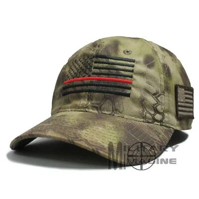 Delgada Bandera Línea Roja KRYPTEK HIGHLANDER EE. UU. Gorra Bombero Apoyo Bombero Foto 1 de 4