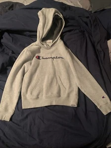Champion Sweatshirt Youth Boys Large Gray Embroidered Logo Hoodie Athletic - Picture 1 of 10