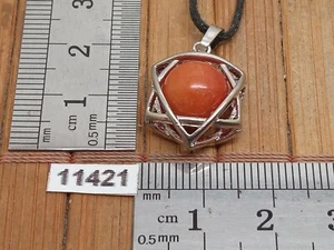 Pendentif etoile de David perle JASPE ROUGE naturelle + cordon reglable collier - Picture 1 of 3