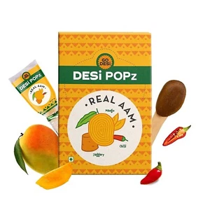 Real Aam Pop Mango & Jaggery Candy Fruit Toffee Indian Candy Packet 40 packs - Picture 1 of 4