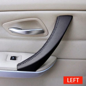 Schwarz Leder Türgriff Abdeckung links Beifahrerseite für BMW 3er E90 05-12 - Bild 1 von 6