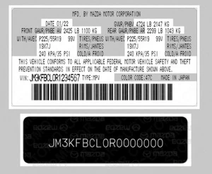 DECAL Replica Duplicate Quality Label Sticker for MAZDA - Foto 1 di 1