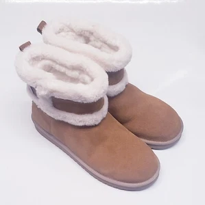 Koolaburra by UGG Suede SZ 10 Mini Boots Barlee Chestnut Women's FAST SHIPPING! - Picture 1 of 7