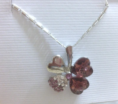 Nuevo Collar Colgante Cristal Circonita Circonita Trébol Cuatro Hojas Plateado Regalo Foto 1 de 4