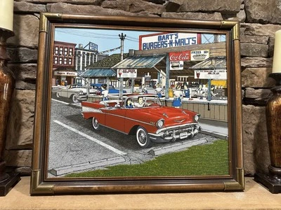 Lienzo serigrafía enmarcado H. Hargrove Bart's Place pintura al óleo 368/1000 hamburguesas Foto 1 de 4