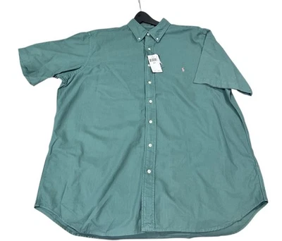 Camisa polo masculina Ralph Lauren XLT verde ajuste clássico manga curta botão para baixo NOVA - Imagem 1 de 4