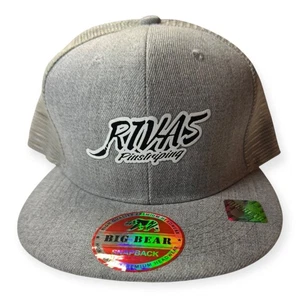 Riva5 Sombrero a Rayas Gris Snapback Malla Ajustable Espalda Billete Plano OSFM Nuevo - Imagen 1 de 6