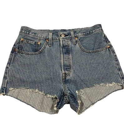 PANTALONES CORTOS Levi's 501 talla 30 botón mosca tiro alto rayas corte deshilachado dobladillo G25 Foto 1 de 4