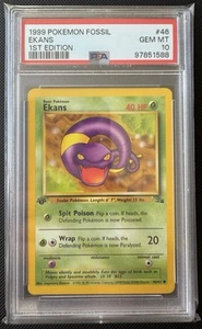 PSA 10 Ekans 46 Fossil 1st Edition Pokemon Card - Picture 1 of 2