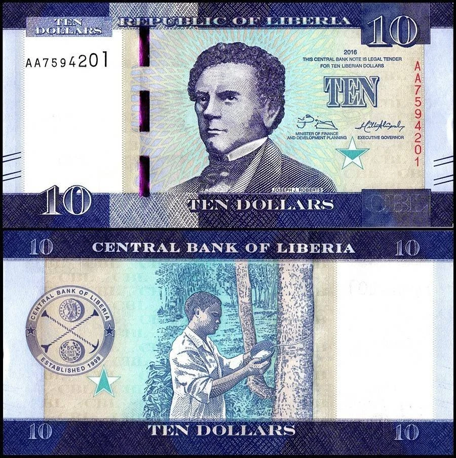 Liberia 10 dólares, 2016, P-32a, UNC Foto 1 de 1