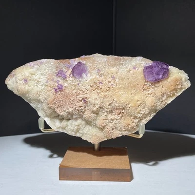 308g Natural Super Hermoso Cristal Fluorita Morado Mineral Muestra Estándar + Soporte - Imagen 1 de 4