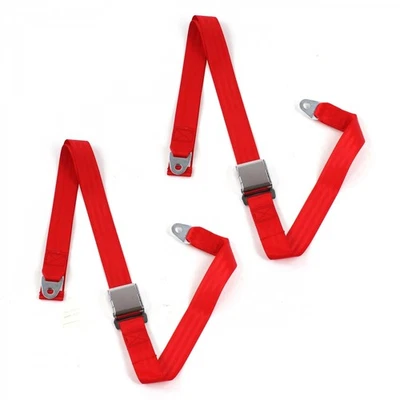 Ford Fairlane 1968 - 1969 Airplane 2pt Red Lap Bucket Seat Belt Kit - 2 Belts   - Image 1 of 4