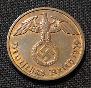1939 f drittes reich deutschland 2 reichspfennig au bu rotbraun rb nazi hakenkreuz münze - Bild 1 von 2